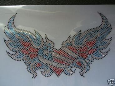 Herz mit Flügeln Strass Bügelbild Hotfix Hotglue