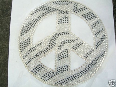 Riesen Peace 20x20cm!!! Hotfix Hotglue Applikation Strass EDEL