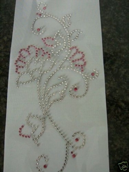 Blüten Bordüre Ornament Strass HOTFIX HOTGLUE Bügelbild Applikation