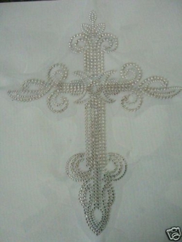 Wunderschönes Kreuz Strass HOTFIX HOTGLUE Bügelbild Applikation
