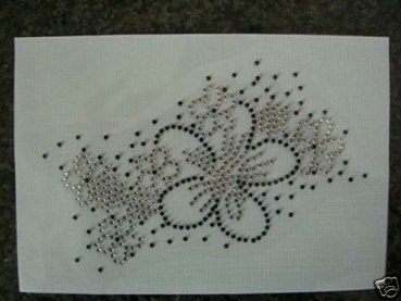 Blüten Bordüre Ornament Strass HOTFIX HOTGLUE Bügelbild Applikation