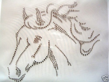 Traumhaftes Pferd Pferdekopf Bügelbild Strass Hotfix Hotglue Strass