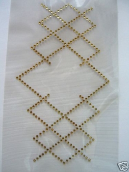 WOW Raute Bordüre Strass Hotfix Gold Bügelbild Hotfix