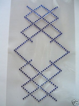 Ornament Bordüre Strass Hotfix Royal Blau Bügelbild Schiebevorhang Gardine Shirt