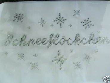 Schneeflöckchen Schriftzug Strass Hotfix Bügelbild süß