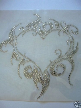 Herz Triball Groß Klar Strass Bügelbild Hotfix Hotglue