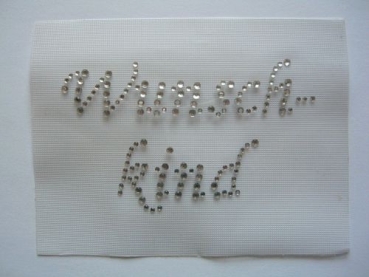 Schriftzug Wunschkind Strass Bügelbild Hotfix Hotglue