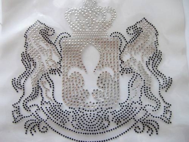 Traumhafte Pferde Wappen Löwen  Bügelbild Strass Hotfix Hotglue Strass