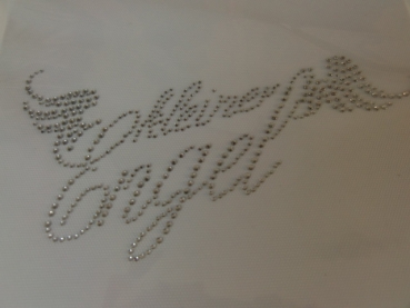 kleiner Engel  Schriftzug Strass Hotglue Hotfix Bügelbild