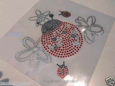 zauberhafter Käfer Glückskäfer Strass Hotfix Hotglue Bügelbild Bügelmotiv