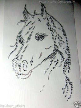 Traumhaftes Pferd Pferdekopf Bügelbild Strass Hotfix Hotglue Strass