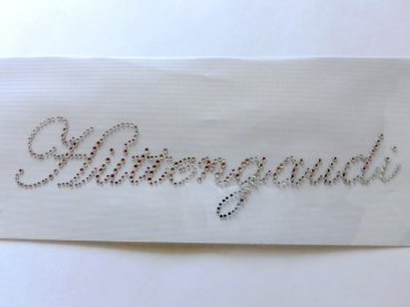 Hüttengaudi Schriftzug Strass Hotglue Hotfix Bügelbild Oktoberfest