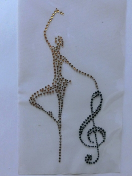 Preview: Noten Musik Tanzen Tänzerin Strass Hotfix Bügelbild Abschwitzdecke Shirt Jacke