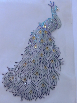 Pfau Phönix Bügelbild STRASS Bunt Hotglue Hotfix Shirt Jacke Tasche Mantel Tischdecke Top