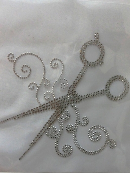 Preview: Luxus Strass Studs Schere Bügelbild Friseur Frisör Hotfix Friseurumhang Kittel