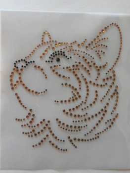 Traum Katze &#9829; Hotglue Bügelmotiv Bügelbild Strass &#9829; Katzenkorb Shirt Top Jacke