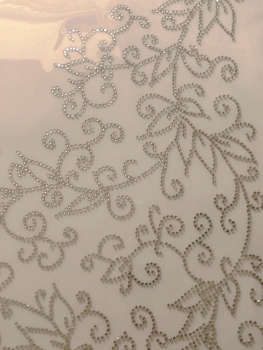 Preview: XXL Eck- Bordüre Strass 50 x 36 cm! Bügelbild Hotfix Ranke Ornament Schiebevorhang