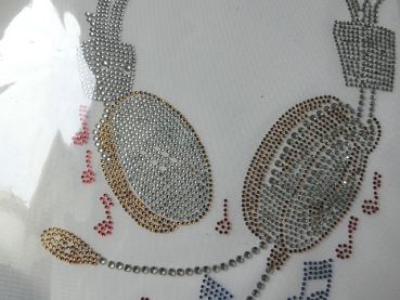 Preview: Kopfhörer Noten Musik Disco DJ Tanzen Strass Hotfix Hotglue Bügelbild Shirt Jacke Top