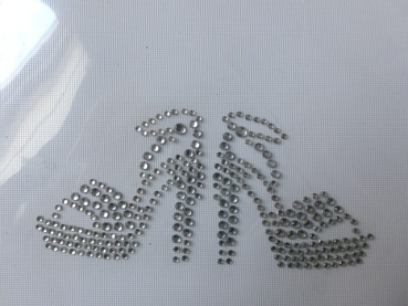 Preview: Pöms Pömps Pumps Stiletto High Heels Schuhe Strass Hotglue Hotfix Bügelbild