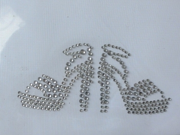 Pöms Pömps Pumps Stiletto High Heels Schuhe Strass Hotglue Hotfix Bügelbild