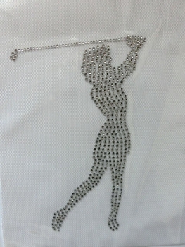 Golf Golferin  Hotfix Hotglue Bügelbild Strass Sporttasche  Shirt Tasche
