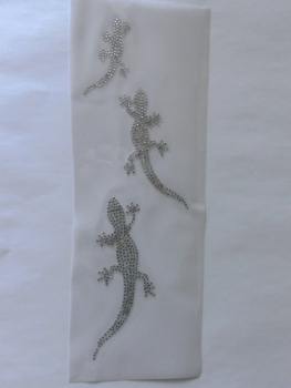 3 Stück Echse Gecko Salamander Strass Hotfix Hotglue Bügelbild Shirt Hose Jacke Tasche