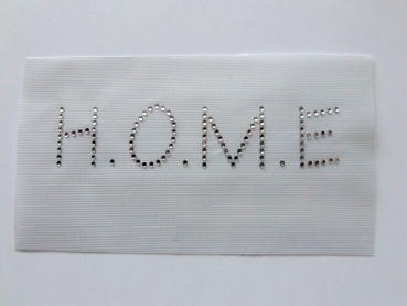 HOME Schriftzug Strass Hotglue Hotfix Bügelbild