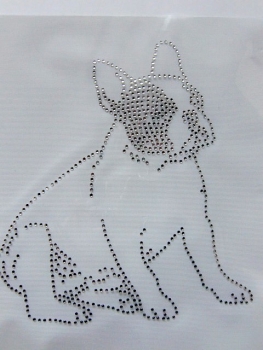 Preview: Fr. Bulldogge Hund Strass Hotfix Hotglue Bügelbild Bügelmotiv