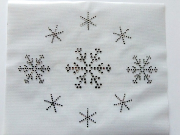 Preview: 9 Sterne Eiskristall Schneeflocke Strass Hotfix Bügelbild