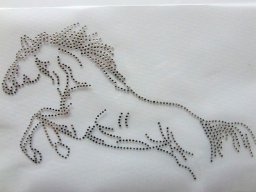 Preview: Traumhaftes Pferd Springpferd Dressur Bügelbild Strass Hotfix Hotglue Strass