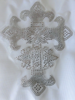 Kreuz Klar Strass GROSS Hotfix Bügelbild Shirt Mantel Jacke