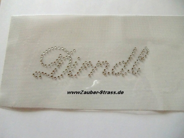 Dirndl Schriftzug Strass Hotglue Hotfix Bügelbild