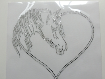 Pferd Herz Hotfix Strass Shirt Tasche Abschwitzdecke Schabracke Pferde Dressur