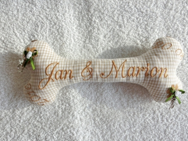 Preview: Ringkissen Knochen Wunschname Stickerei Hochzeit