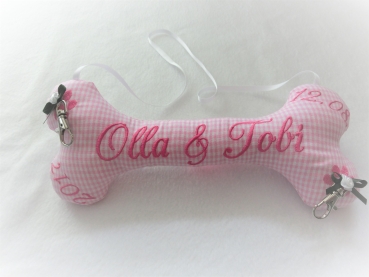 Ringkissen Knochen Wunschname Stickerei Hochzeit von Lüttentüddel