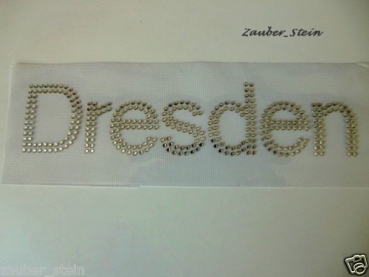Dresden Schriftzug Strass Hotglue Hotfix Bügelbild