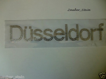 Düsseldorf Schriftzug Strass Hotglue Hotfix Bügelbild