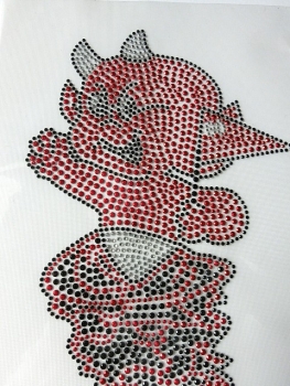 Preview: roter frecher Teufel Teufelchen Strass/Studs Hotfix Bügelbild süüß