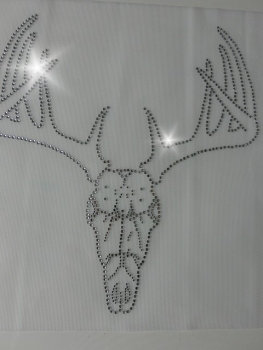 Oktoberfest Hirsch m. Geweih Hotfix Strass Bügelbild Tracht Dirndl Jäger Jagd