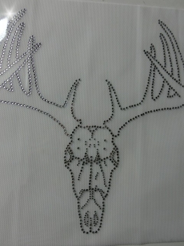 Preview: Oktoberfest Hirsch m. Geweih Hotfix Strass Bügelbild Tracht Dirndl Jäger Jagd