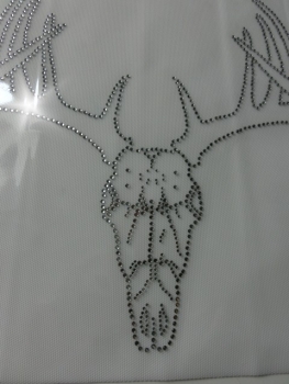 Preview: Oktoberfest Hirsch m. Geweih Hotfix Strass Bügelbild Tracht Dirndl Jäger Jagd