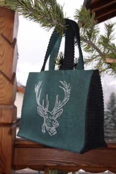 Preview: Wiesn Hirsch mit Strass Bügelbild Hotfix Hotglue Dirndl Oktoberfest