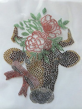Preview: Kuh mit Rosen Hotfix Hotglue Bügelbild Bügelmotiv Strass Zauberstrass