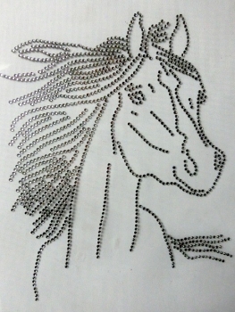 Pferd Pferde Pferdekopf Klar HOTFIX Bügelbild Strass