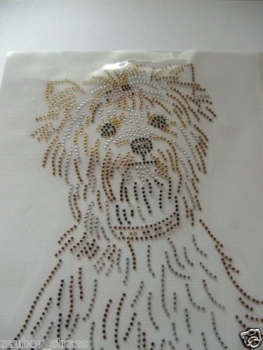 Preview: Yorkshire Terrier Yorkie Strass Hotfix Hotglue Bügelbild