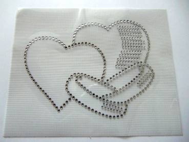 Herz Just Married Strass Bügelbild Hotfix Hotglue