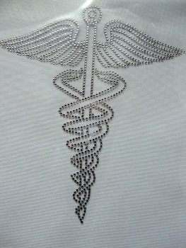 Schwert Flügel Schlangen Apotheker Hotfix Bügelbild Strass  Bügelmotiv