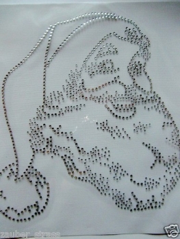 großer schöner Nikolaus Weihnachtsmann Kopf Strass Hotfix Bügelbild