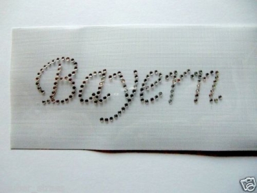Bayern Schriftzug Strass Hotglue Hotfix Bügelbild