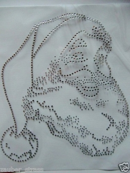 Preview: großer schöner Nikolaus Weihnachtsmann Kopf Strass Hotfix Bügelbild